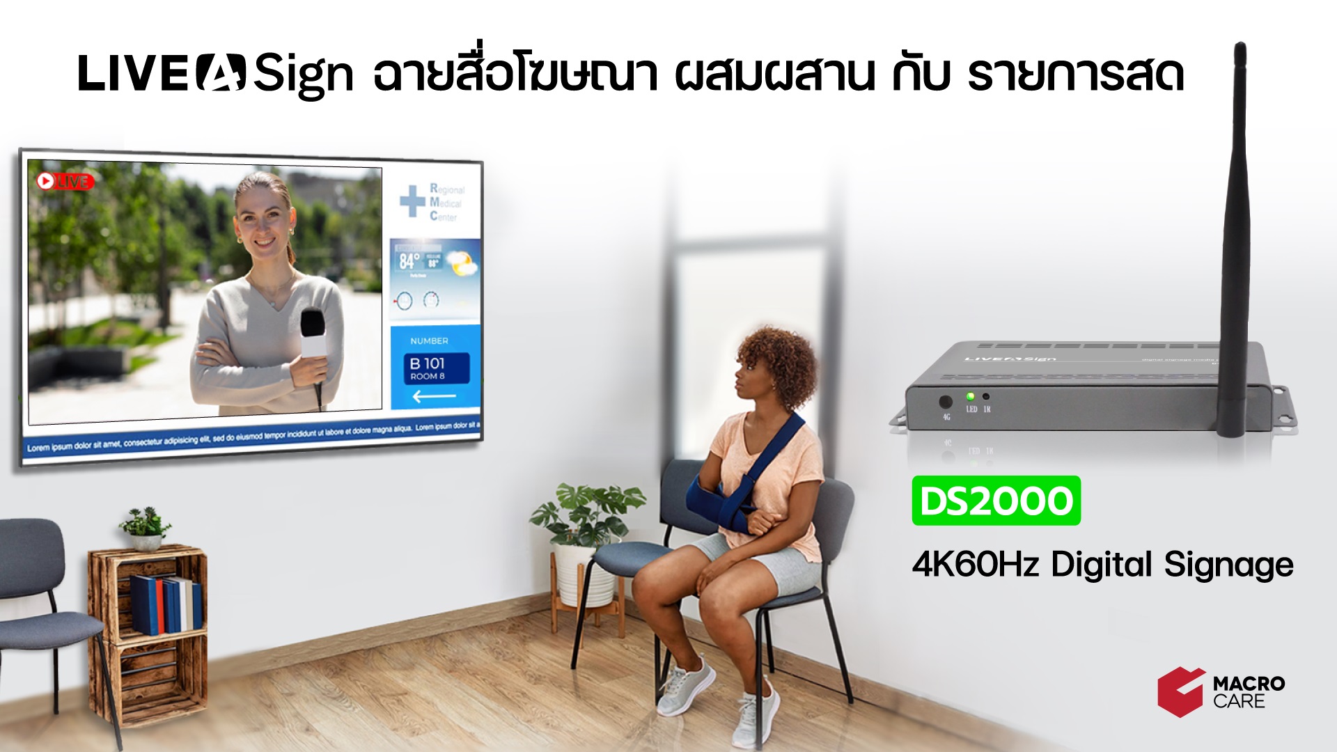 DS2000 : Digital Signage Player Box ป้ายโฆษณาดิจิตอล ที่ผสมผสานกับรายการสดได้ | LIVE4SIGN